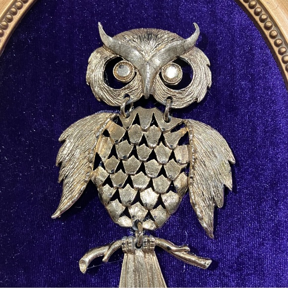 FRAMED JEWELRY ART PICTURE. Great gift π for owl lovers. Handmade unique - Picture 3 of 7